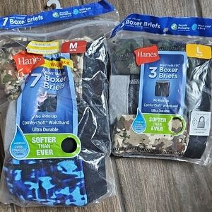 Hanes Boys' Tagless Boxer Briefs - Camo, Blue, Gray